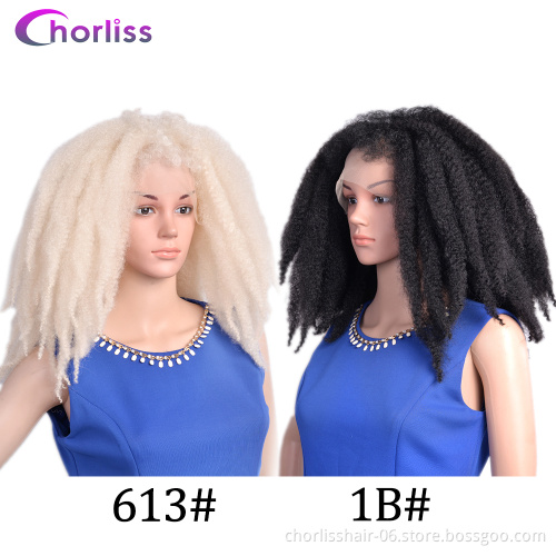 Wholesale Peruvian Glueless Cheap Afro Kinky Curly Braiding Hair Wigs Marley Braiding Lace Front Synthetic Hair Wigs For Women